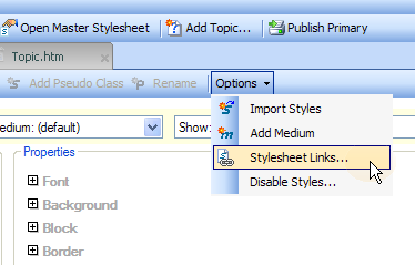 How to create a stylesheet liink