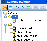 Create folders for the SyntaxHighlighter files in your project.